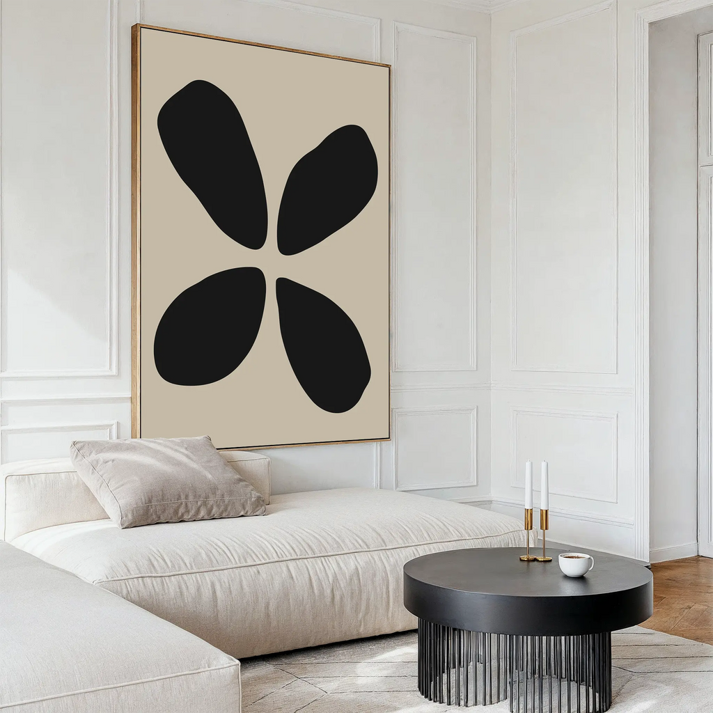 Whispered Bloom in Noir – black and white botanical canvas wall art print by Aspire Prints