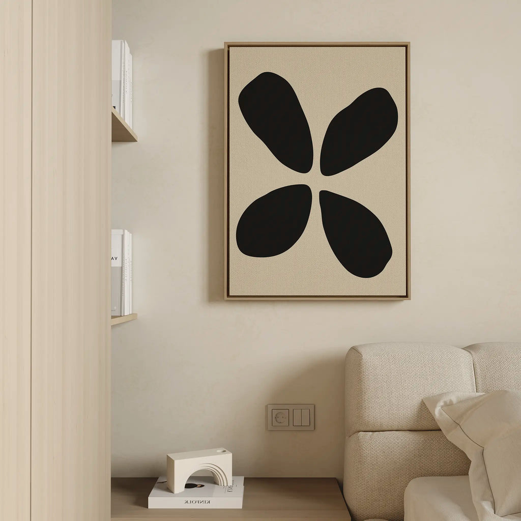 Whispered Bloom in Noir – black and white botanical canvas wall art print by Aspire Prints