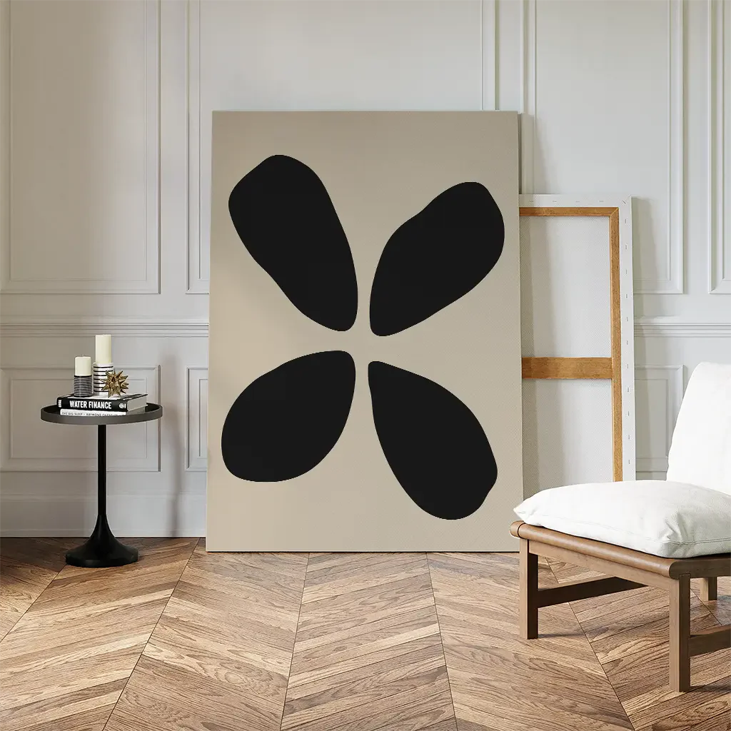 Whispered Bloom in Noir – black and white botanical canvas wall art print by Aspire Prints