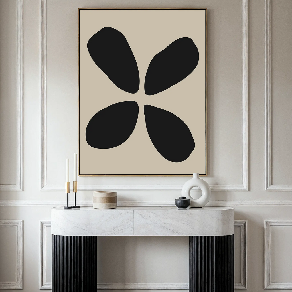Whispered Bloom in Noir – black and white botanical canvas wall art print by Aspire Prints