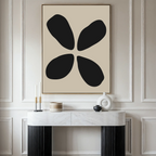 Whispered Bloom in Noir – black and white botanical canvas wall art print by Aspire Prints