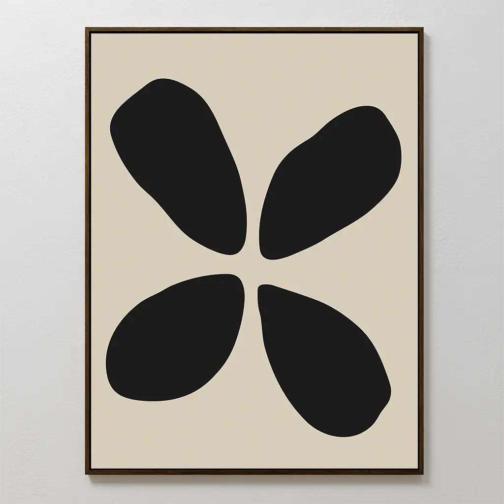 Whispered Bloom in Noir – black and white botanical canvas wall art print by Aspire Prints