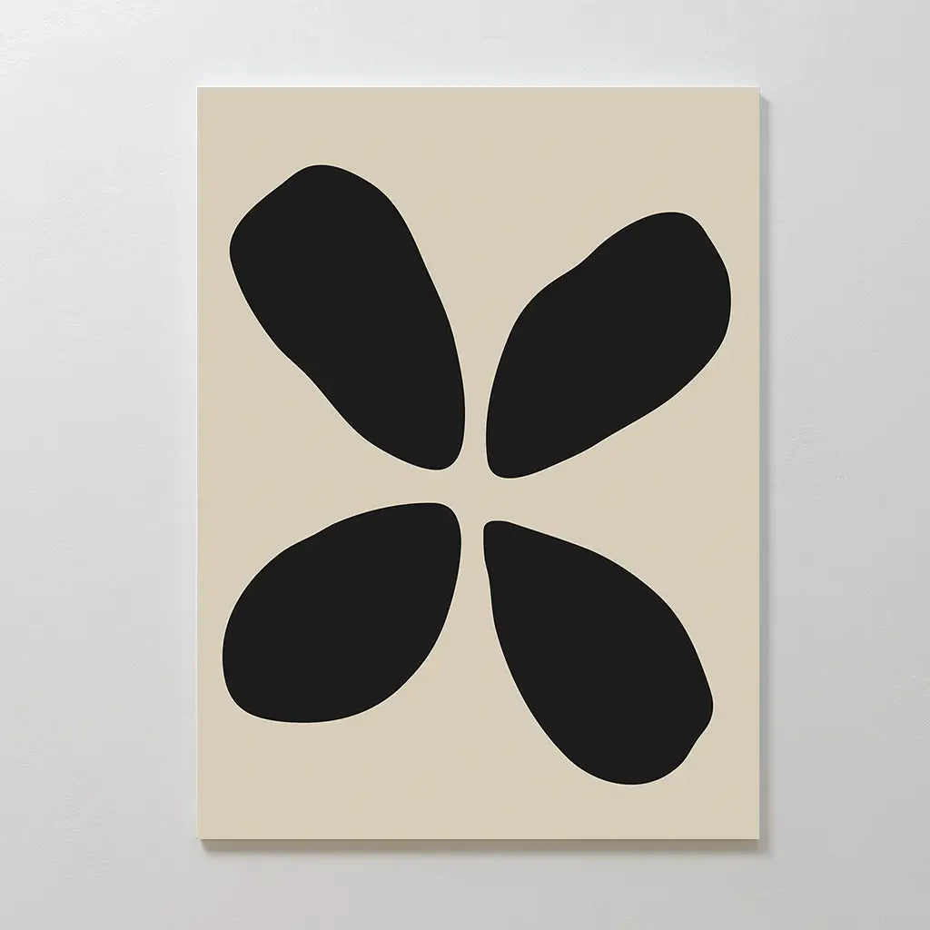Whispered Bloom in Noir – black and white botanical canvas wall art print by Aspire Prints