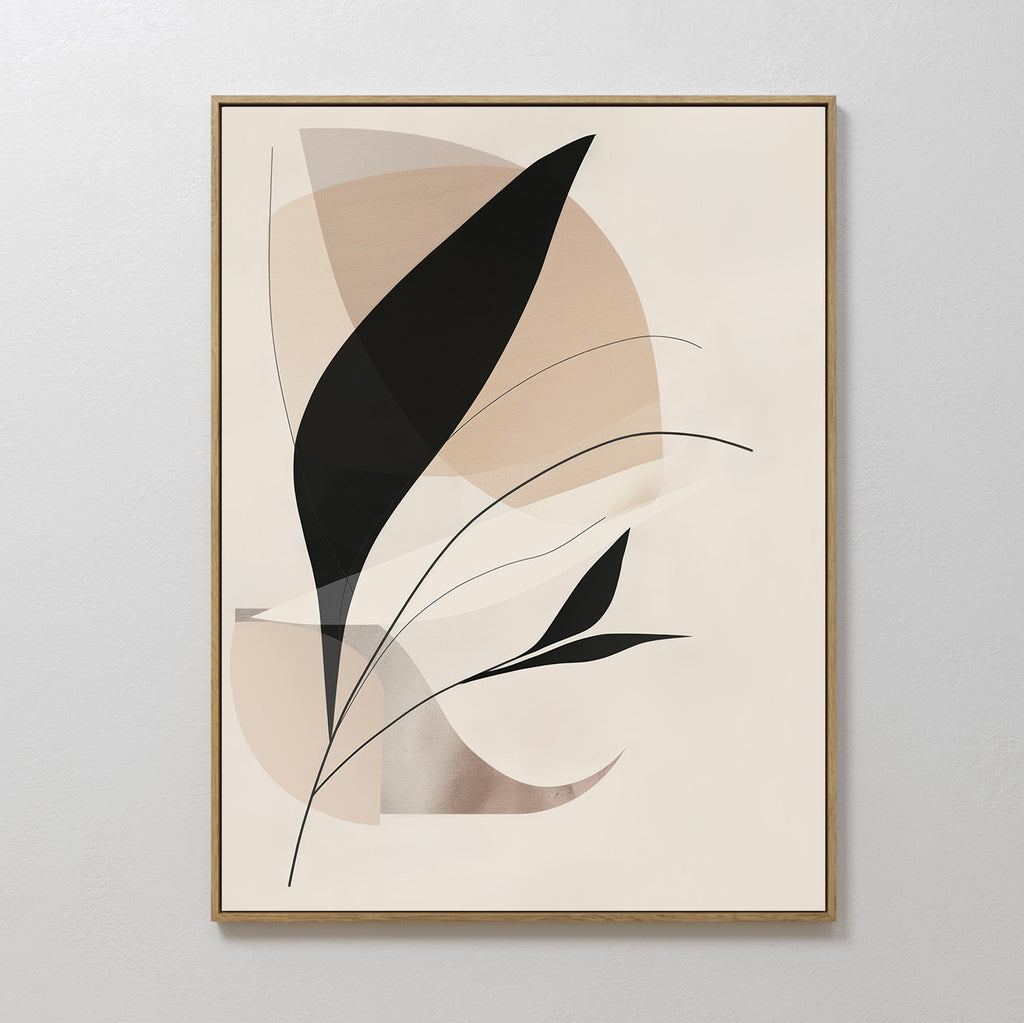 Whispers in Obsidian – black and white botanical canvas wall art print by Aspire Prints