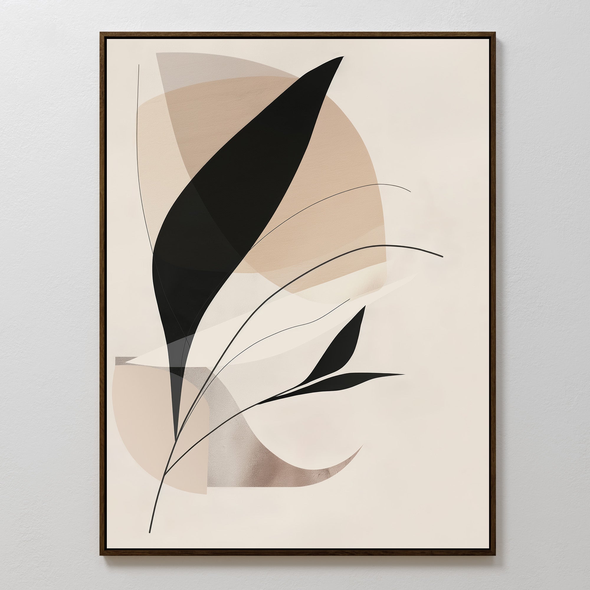 Whispers in Obsidian – black and white botanical canvas wall art print by Aspire Prints