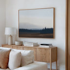 Whispering Pines at Dawn – blue vintage canvas wall art print by Aspire Prints