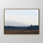 Whispering Pines at Dawn – blue vintage canvas wall art print by Aspire Prints