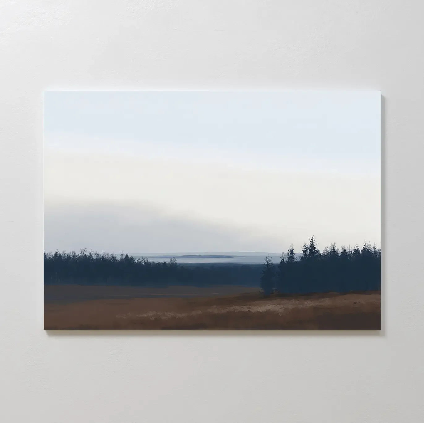 Whispering Pines at Dawn – blue vintage canvas wall art print by Aspire Prints