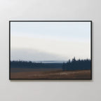 Whispering Pines at Dawn – blue vintage canvas wall art print by Aspire Prints