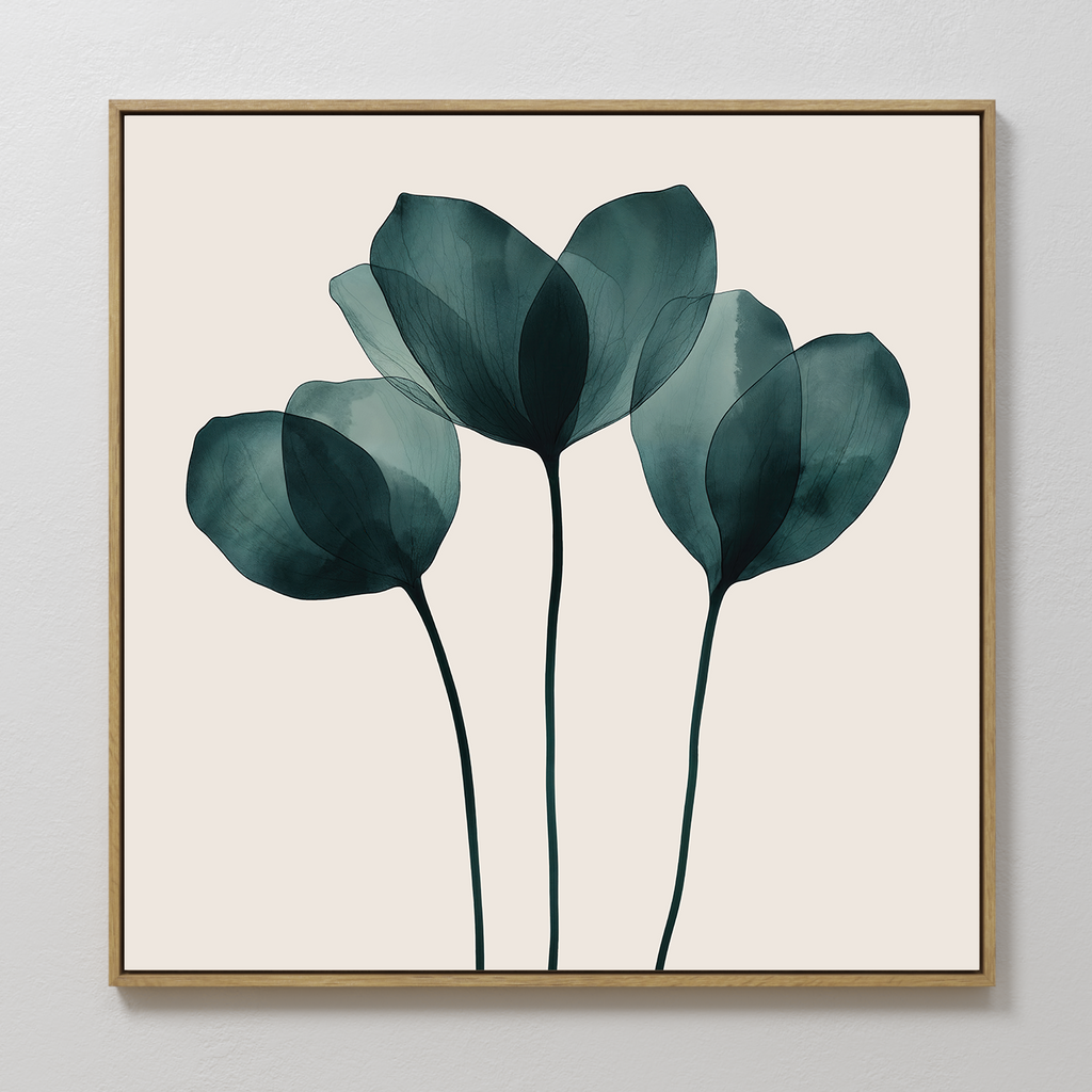 Whispering Fronds in Teal – green botanical canvas wall art print by Aspire Prints