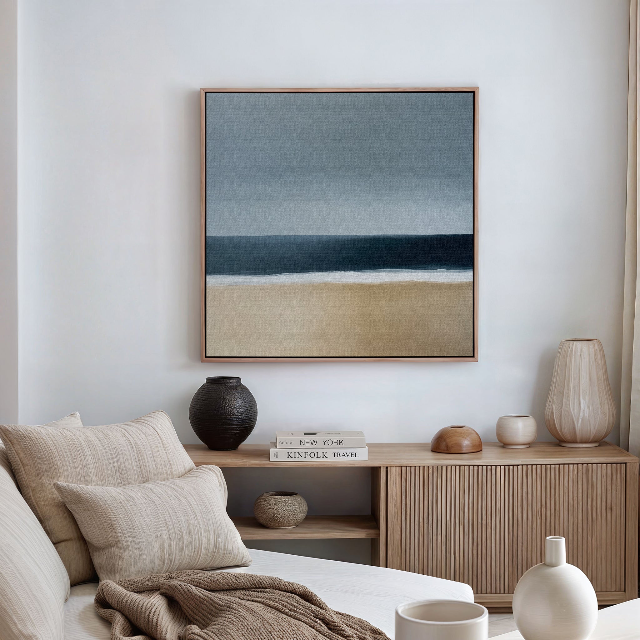 Where the Tide Breathes – blue coastal canvas wall art print by Aspire Prints