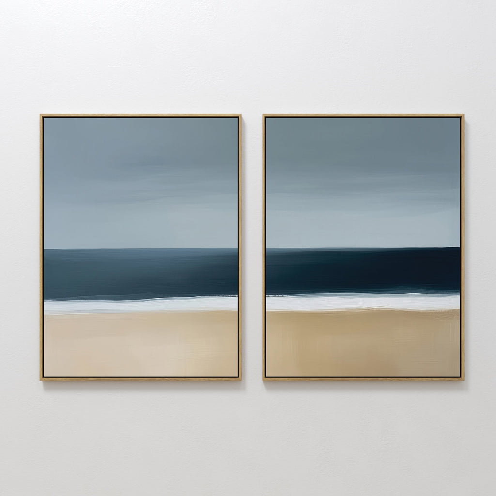Where the Tide Meets Sand – Set of 2 Canvas Prints set of 2 – neutral-toned coastal canvas wall art by Aspire Prints