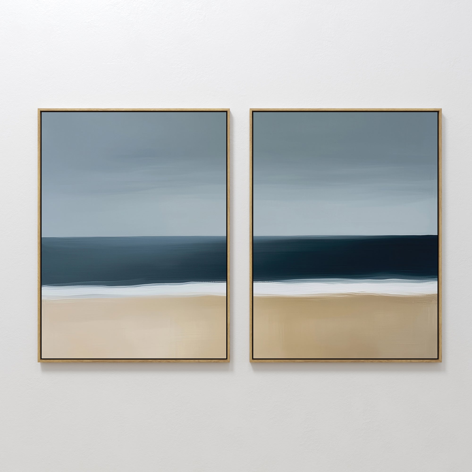 Where the Tide Meets Sand – Set of 2 Canvas Prints set of 2 – neutral-toned coastal canvas wall art by Aspire Prints