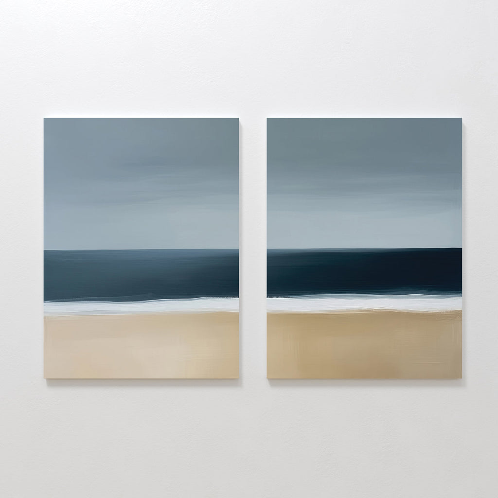 Where the Tide Meets Sand – Set of 2 Canvas Prints set of 2 – neutral-toned coastal canvas wall art by Aspire Prints