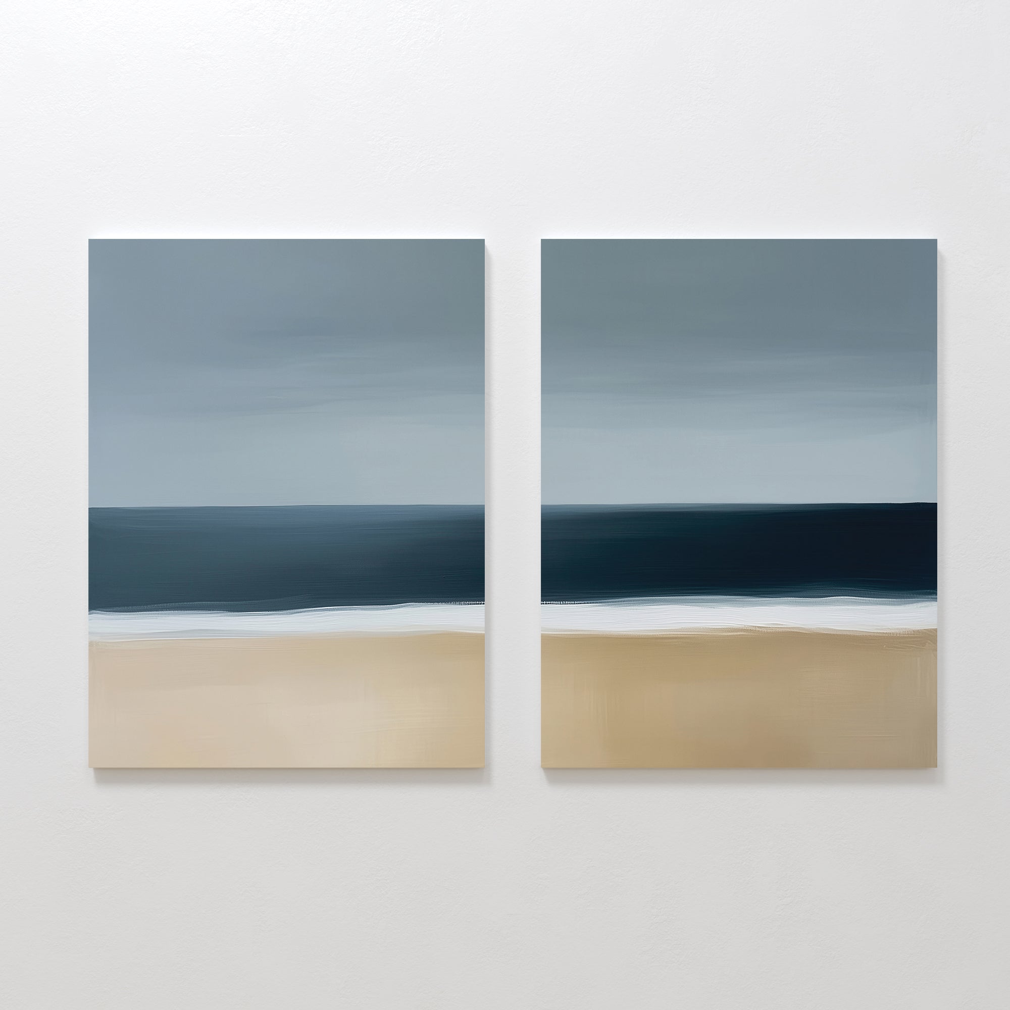 Where the Tide Meets Sand – Set of 2 Canvas Prints set of 2 – neutral-toned coastal canvas wall art by Aspire Prints