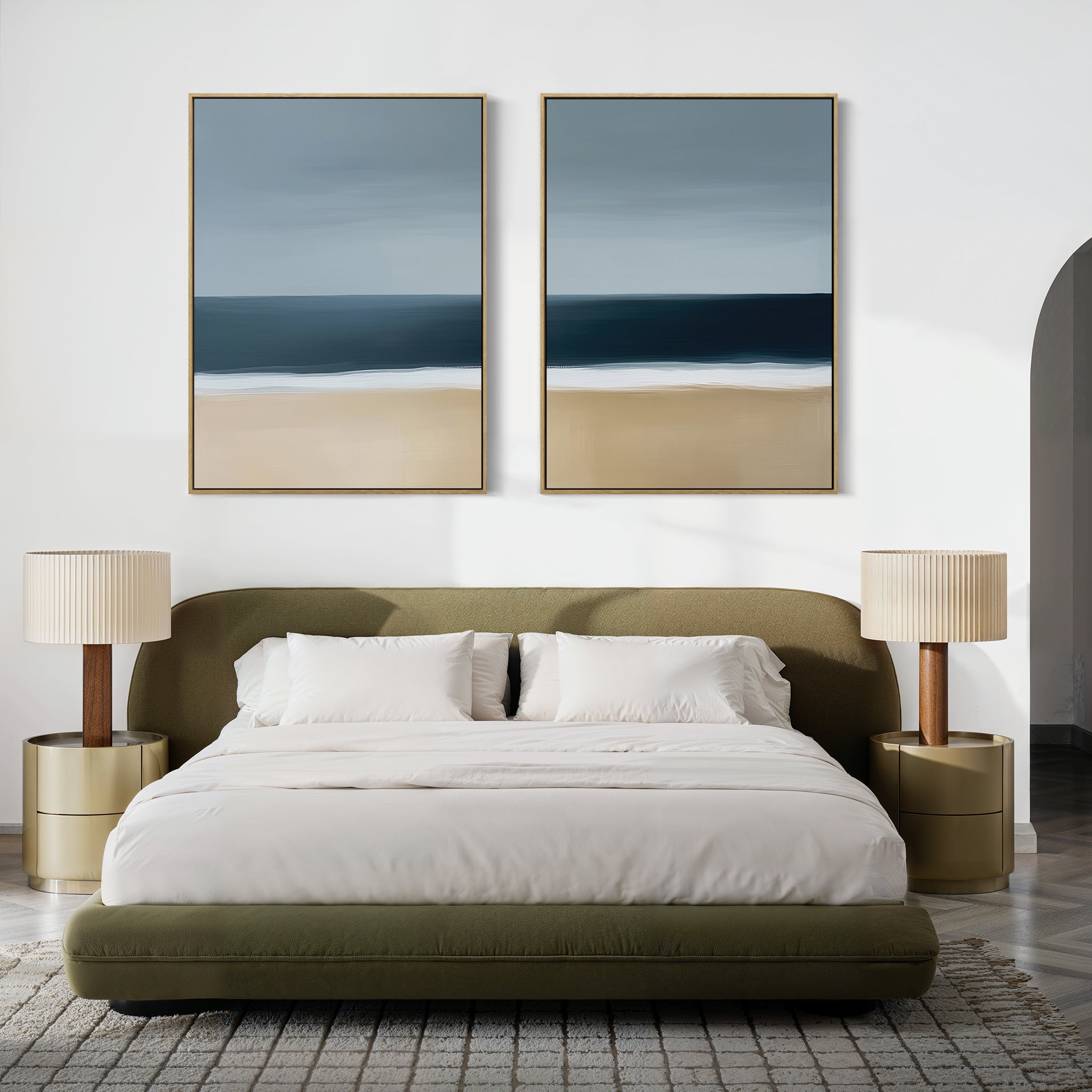 Where the Tide Meets Sand – Set of 2 Canvas Prints set of 2 – neutral-toned coastal canvas wall art by Aspire Prints