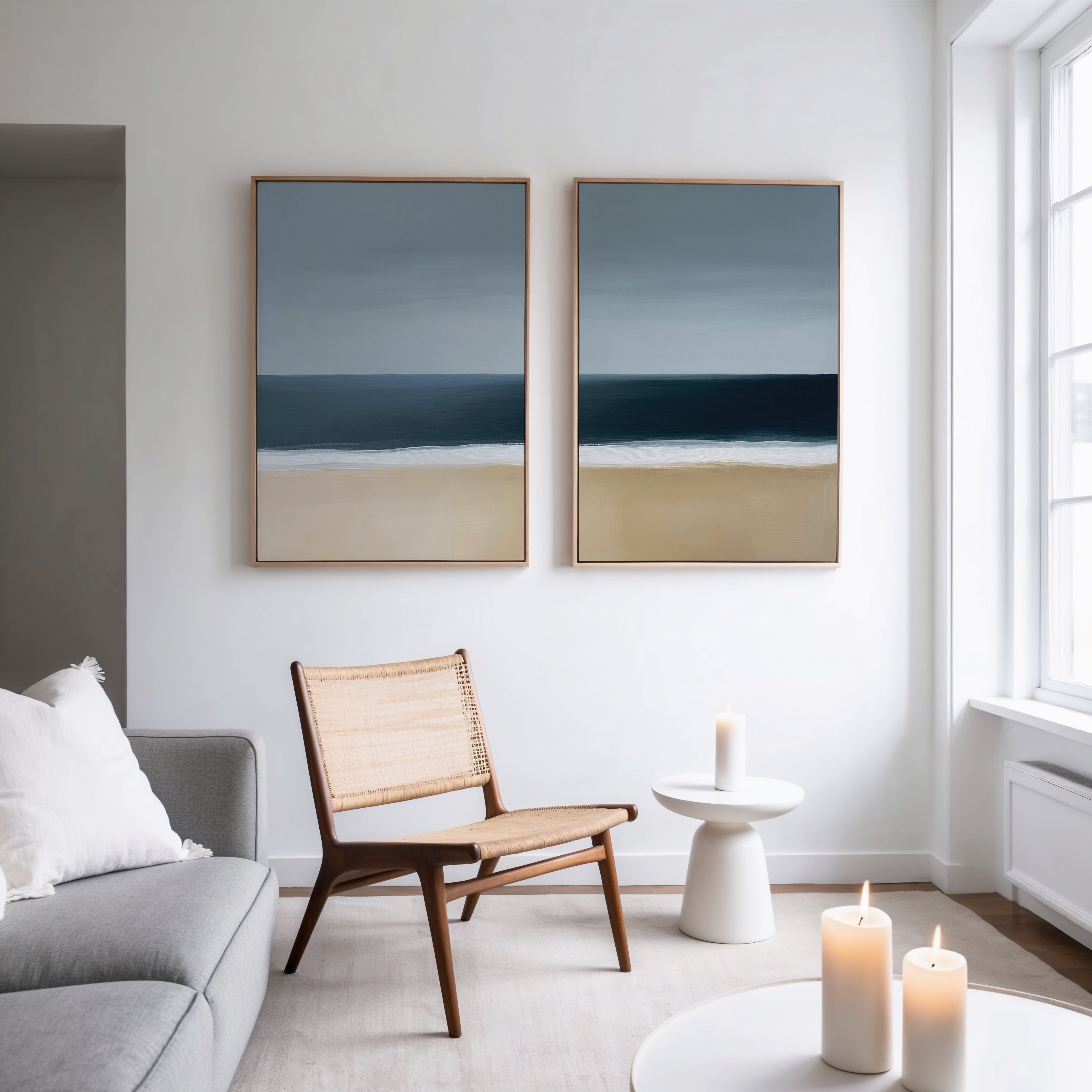 Where the Tide Meets Sand – Set of 2 Canvas Prints set of 2 – neutral-toned coastal canvas wall art by Aspire Prints