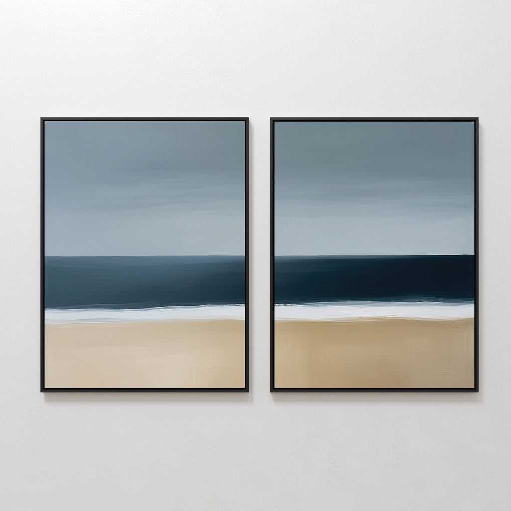 Where the Tide Meets Sand – Set of 2 Canvas Prints set of 2 – neutral-toned coastal canvas wall art by Aspire Prints