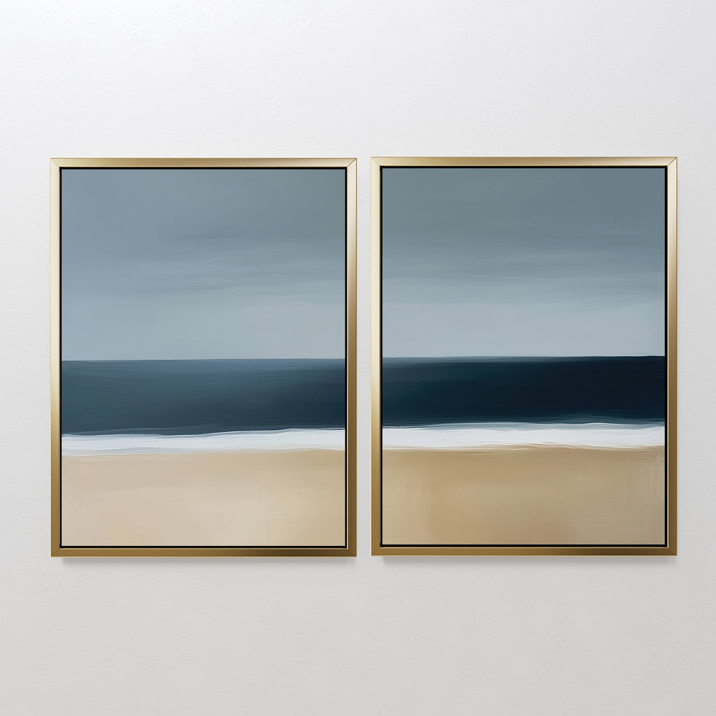 Where the Tide Meets Sand – Set of 2 Canvas Prints set of 2 – neutral-toned coastal canvas wall art by Aspire Prints