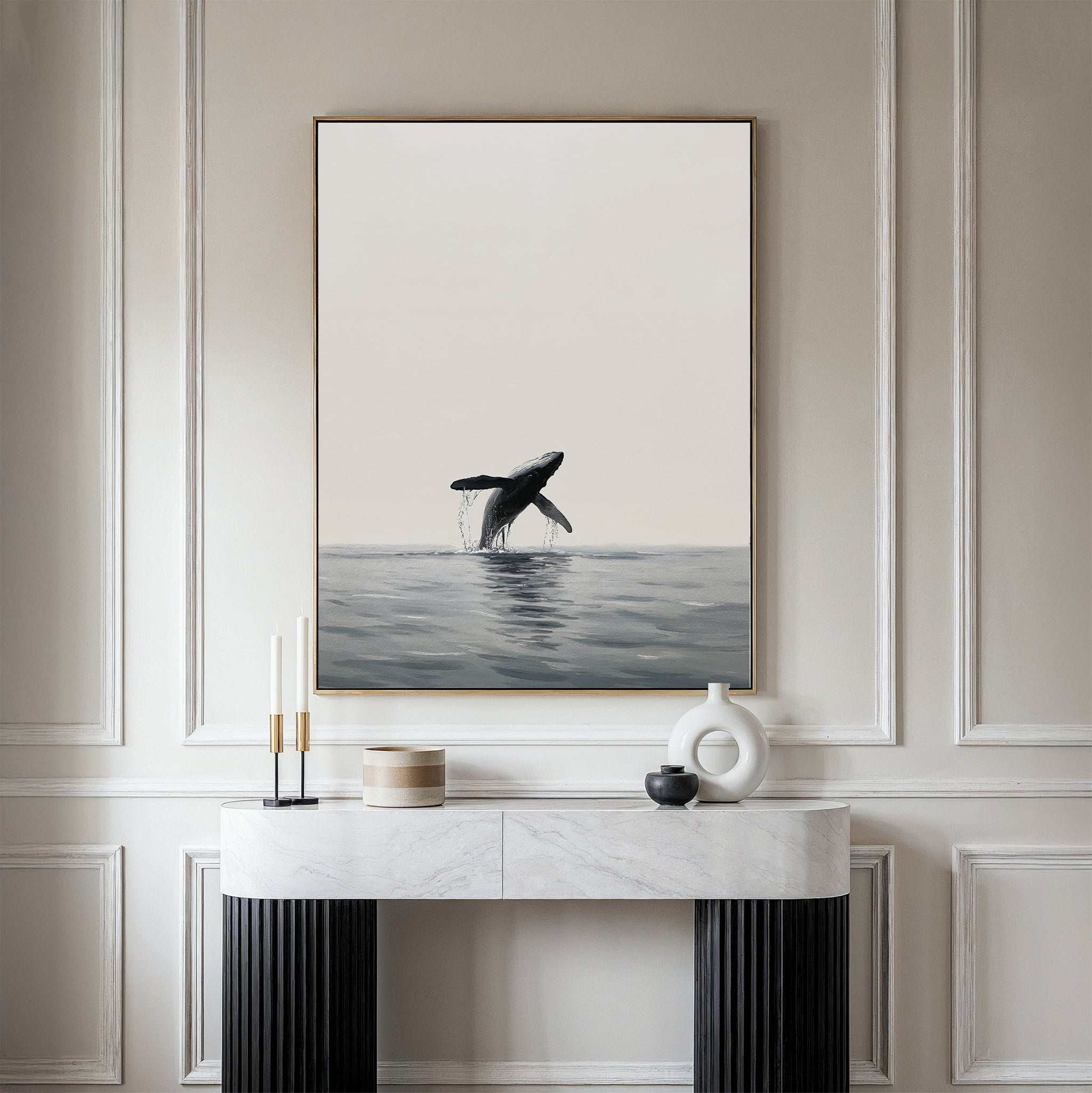 Whisper of the Deep – neutral-toned wildlife canvas wall art print by Aspire Prints