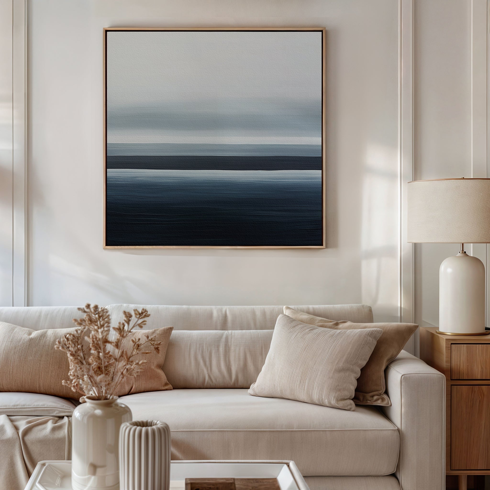 Tide Whisper – blue coastal canvas wall art print by Aspire Prints