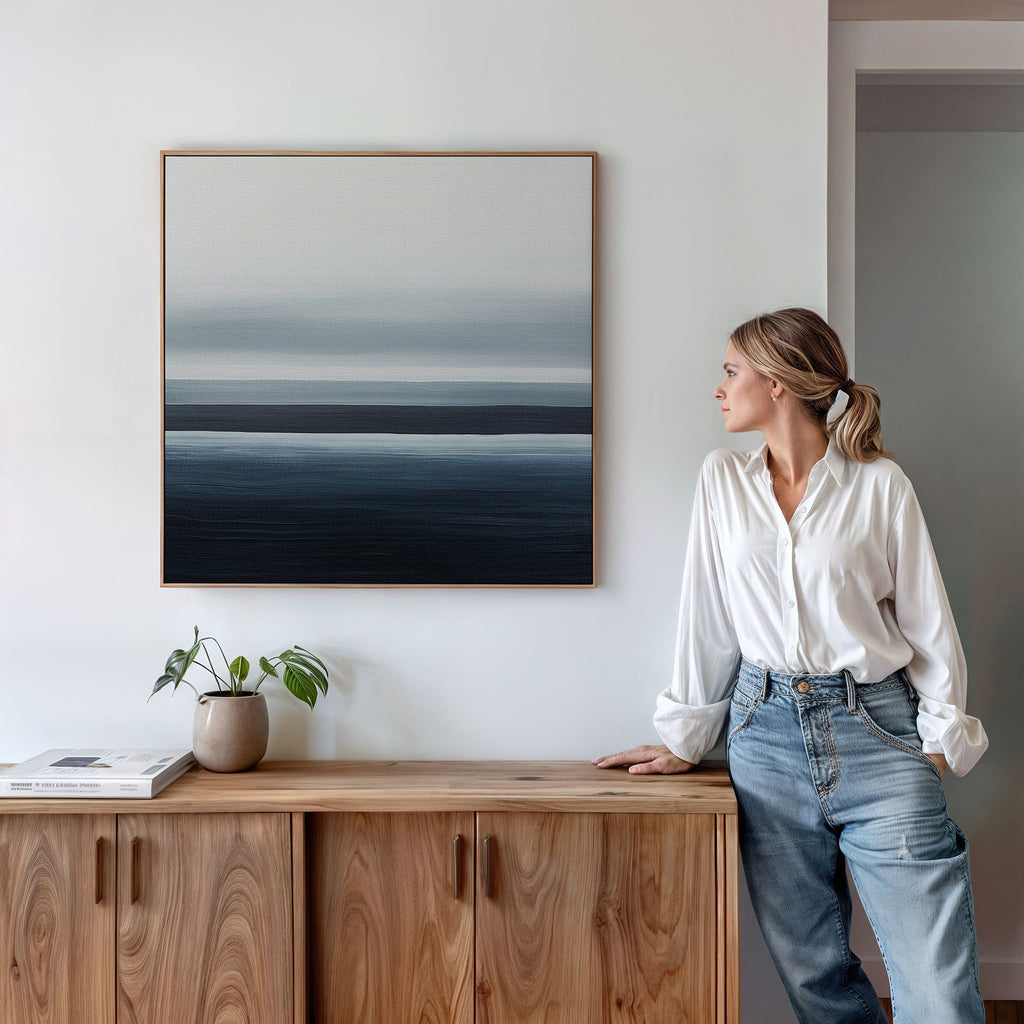 Tide Whisper – blue coastal canvas wall art print by Aspire Prints