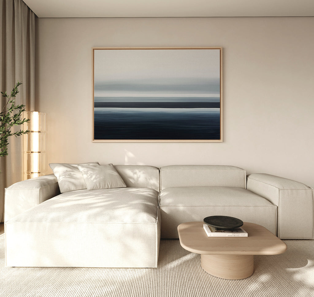 Whispering Tides – blue coastal canvas wall art print by Aspire Prints