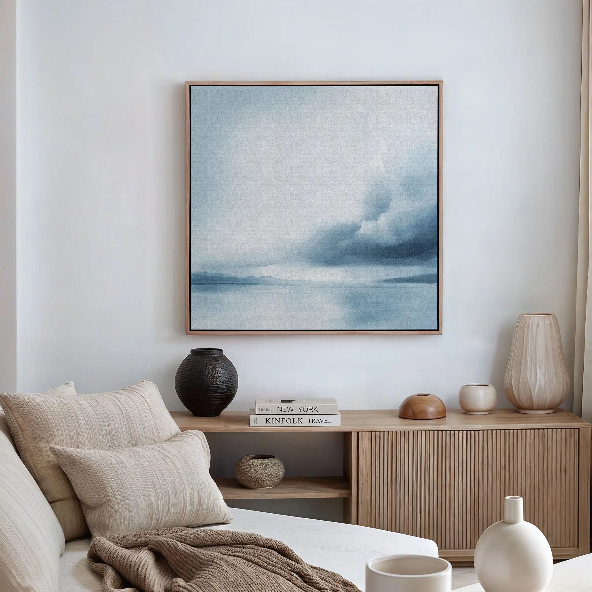 Whispers of the Tide – blue coastal canvas wall art print by Aspire Prints