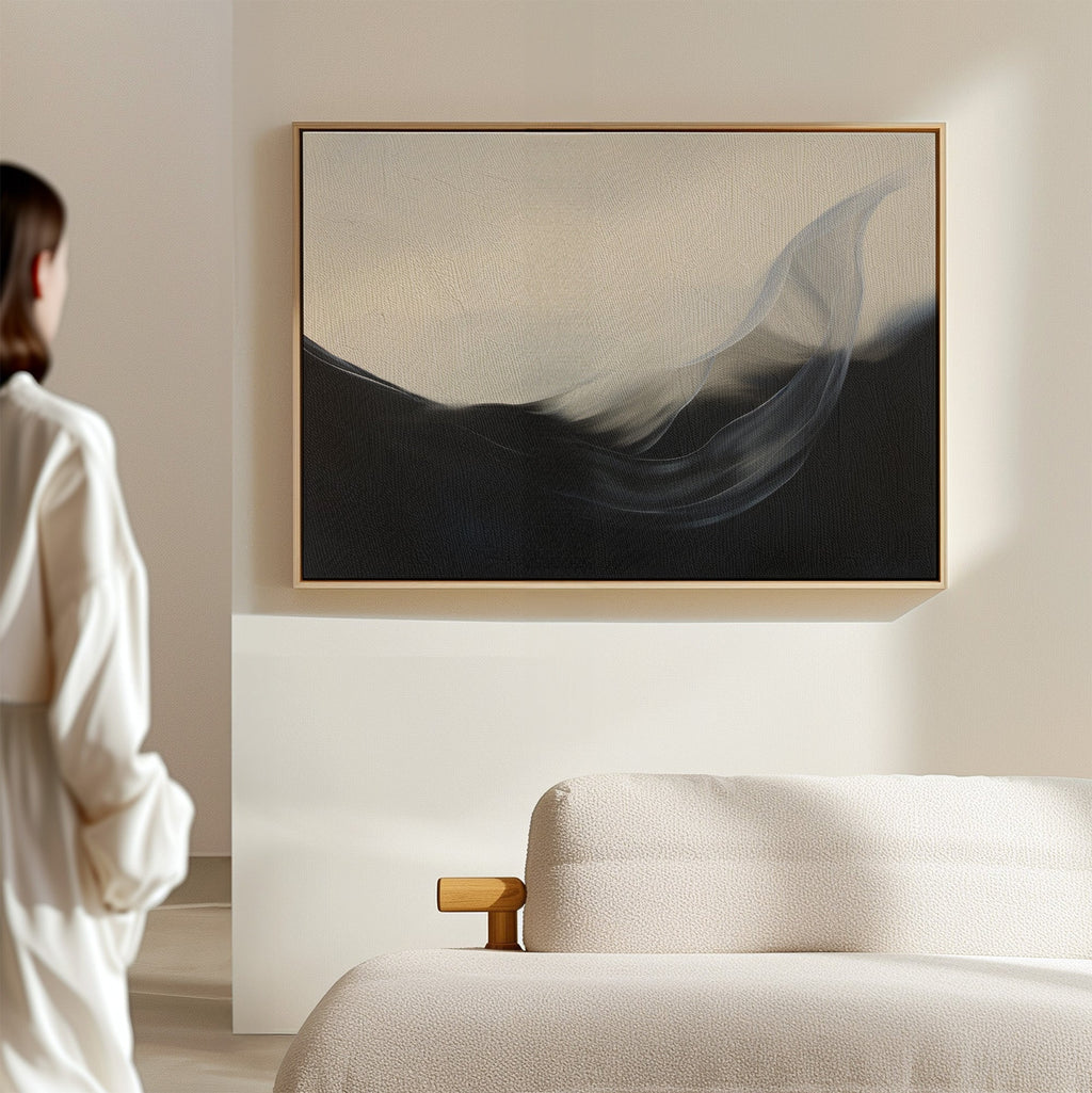 Tides of Whisper – black and white abstract canvas wall art print by Aspire Prints