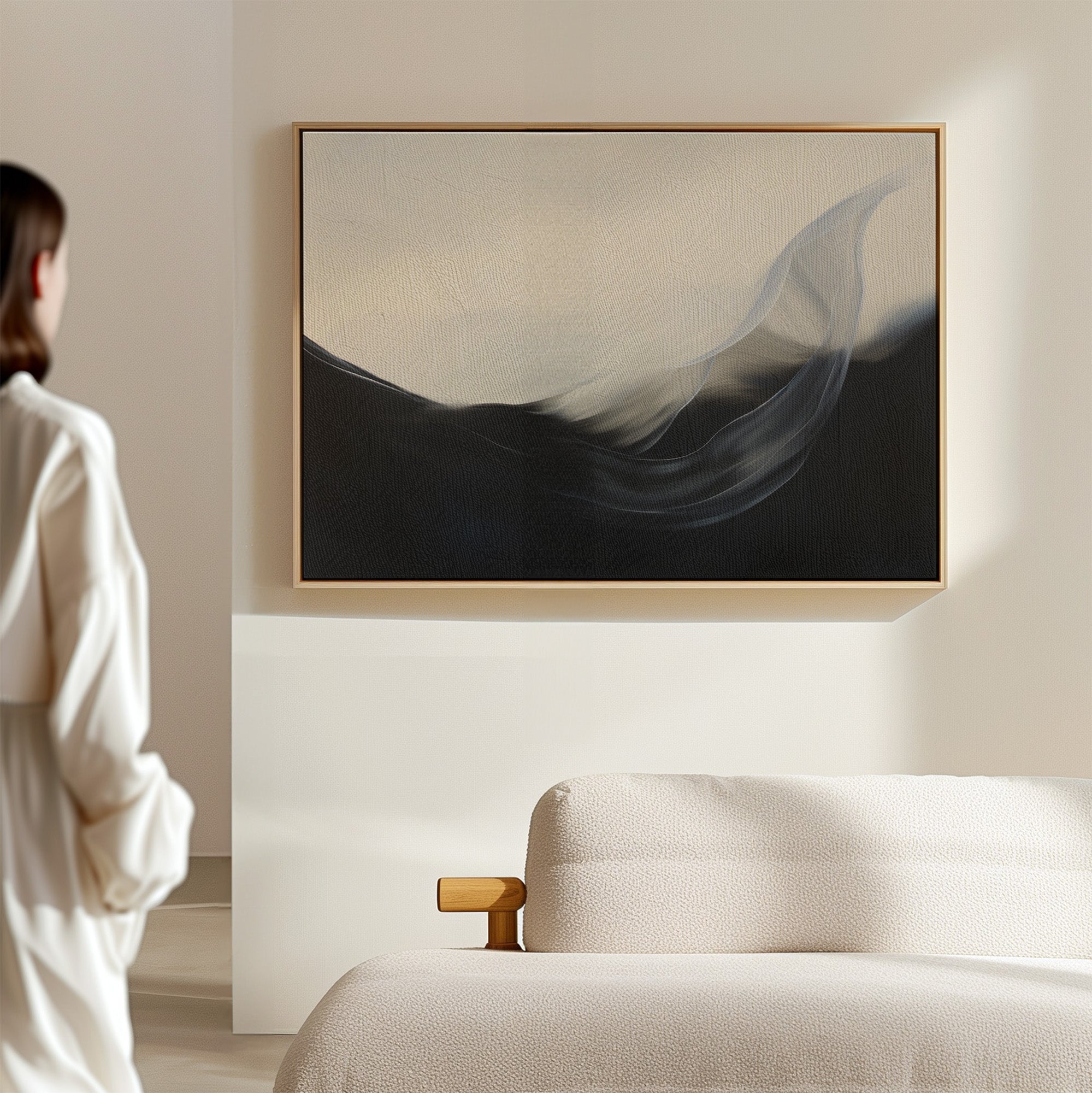 Tides of Whisper – black and white abstract canvas wall art print by Aspire Prints