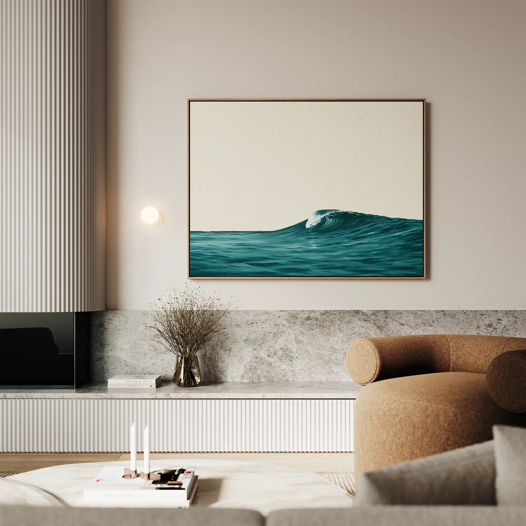 Whispering Tides – blue coastal canvas wall art print by Aspire Prints
