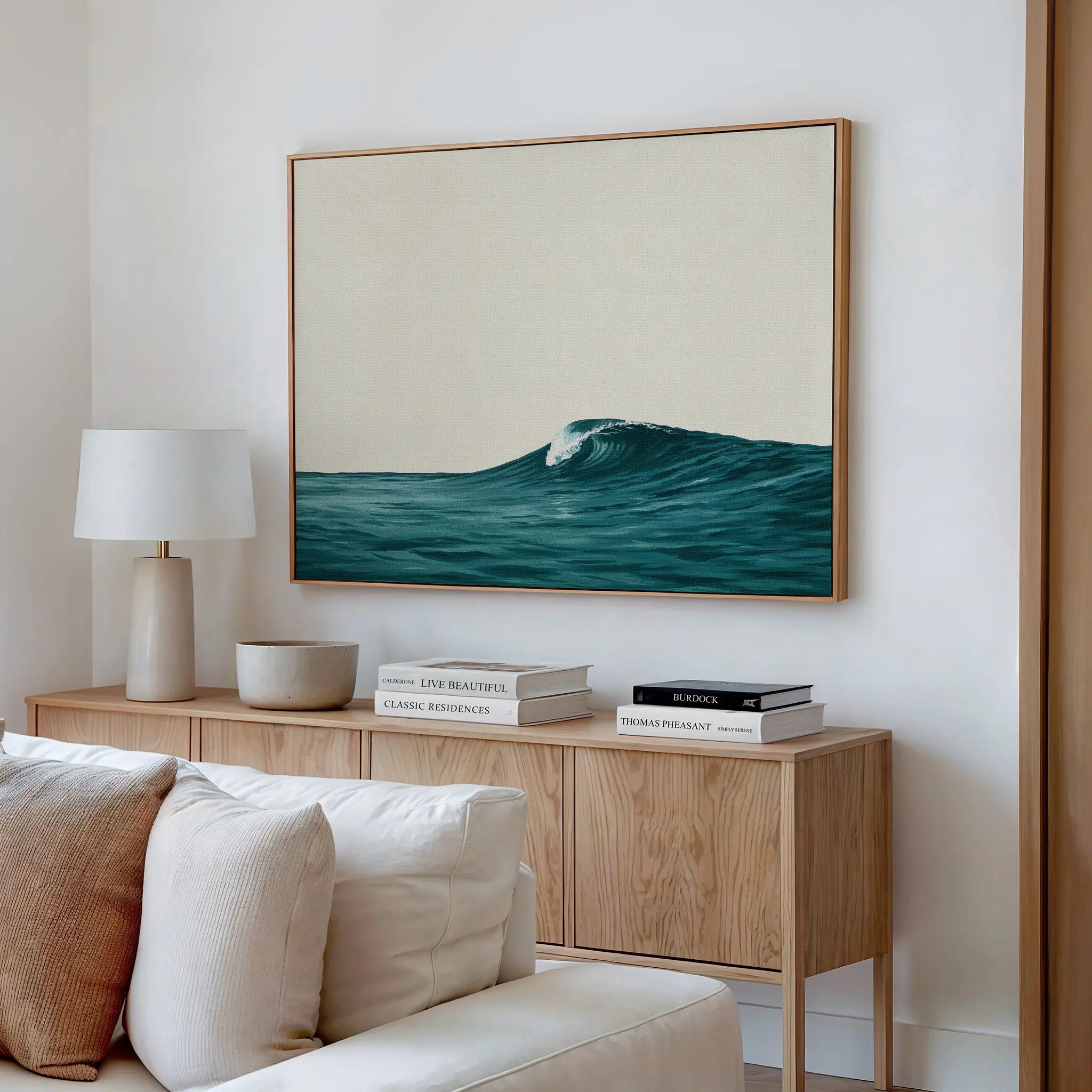 Whispering Tides – blue coastal canvas wall art print by Aspire Prints