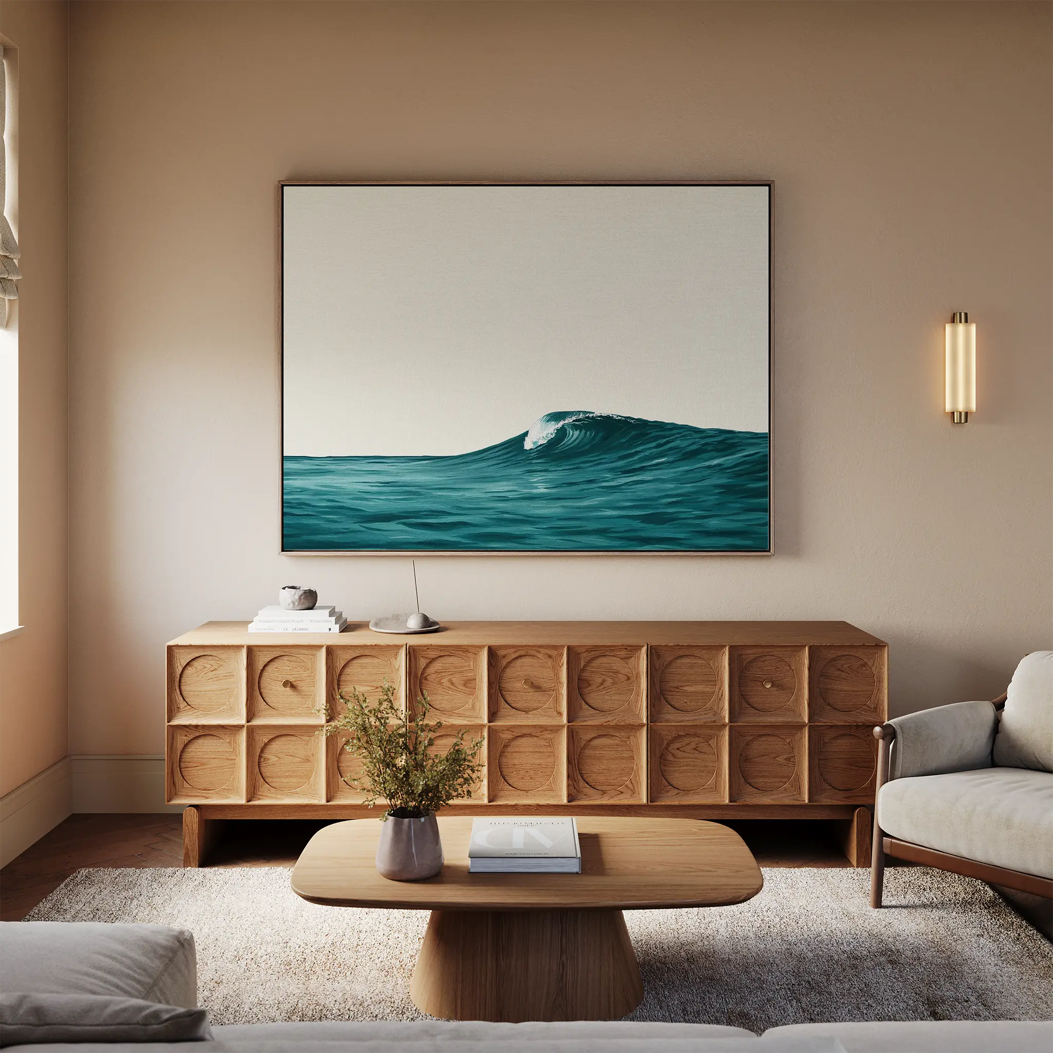 Whispering Tides – blue coastal canvas wall art print by Aspire Prints