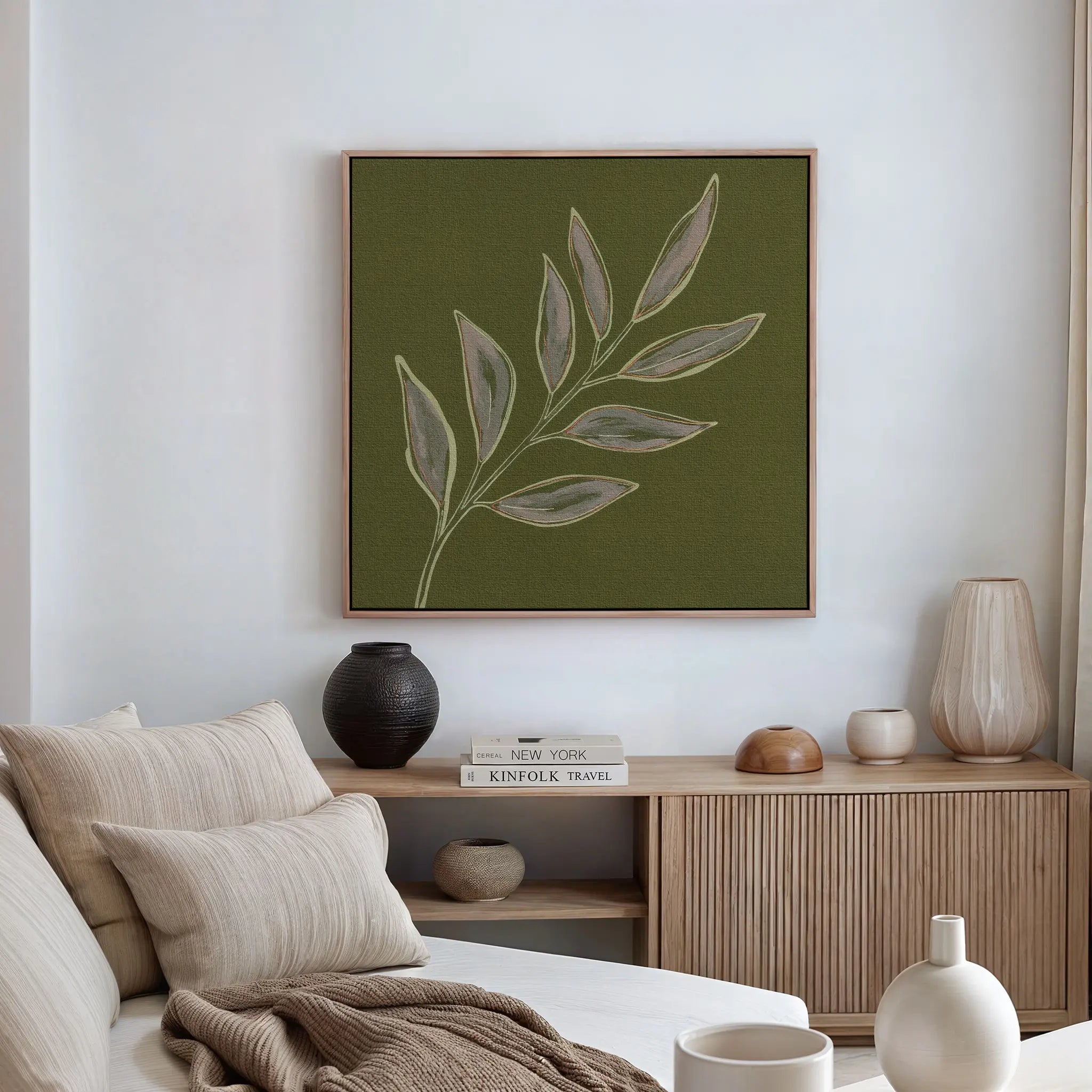 Whispers of the Olive Grove Canvas Print – green botanical canvas wall art print by Aspire Prints