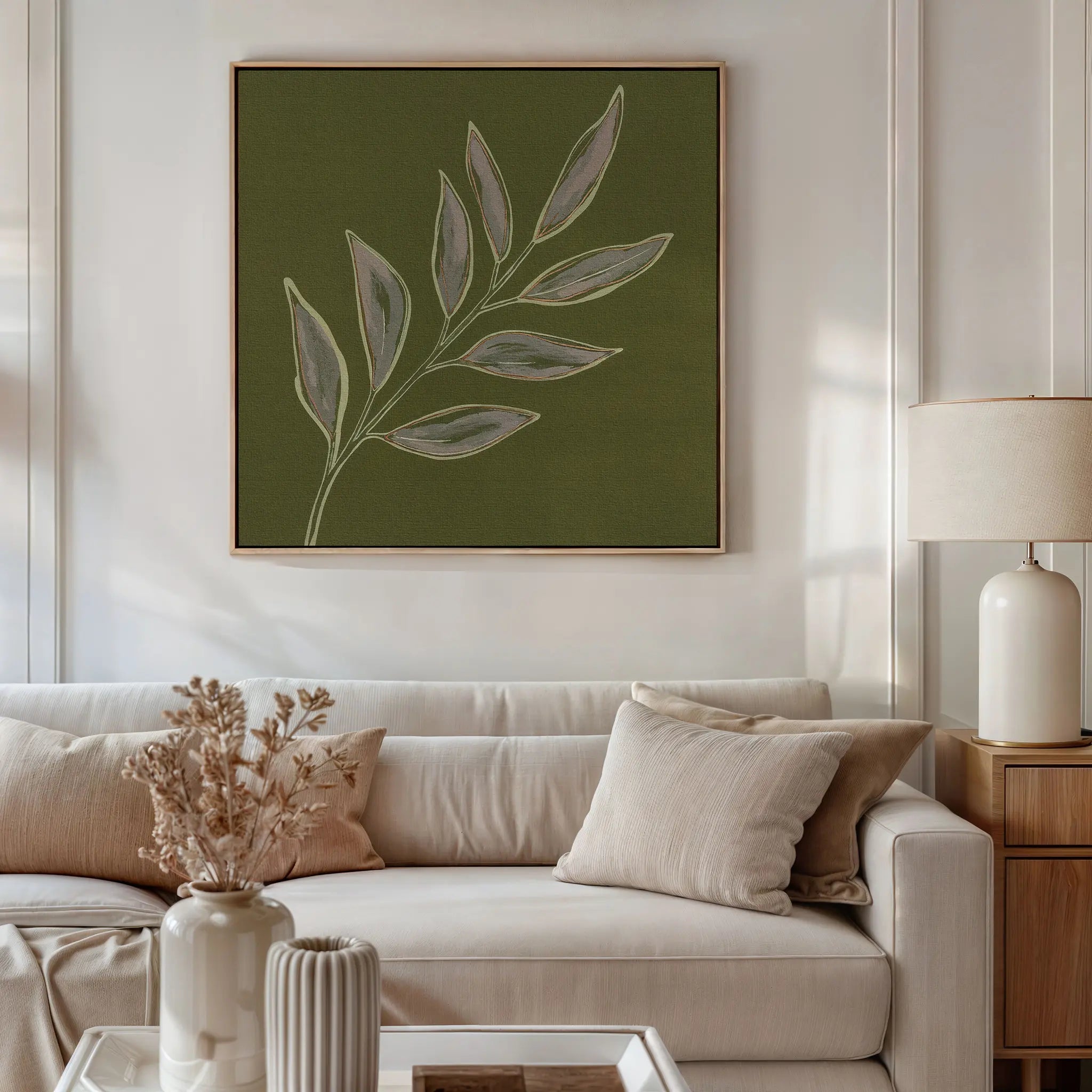 Whispers of the Olive Grove Canvas Print – green botanical canvas wall art print by Aspire Prints