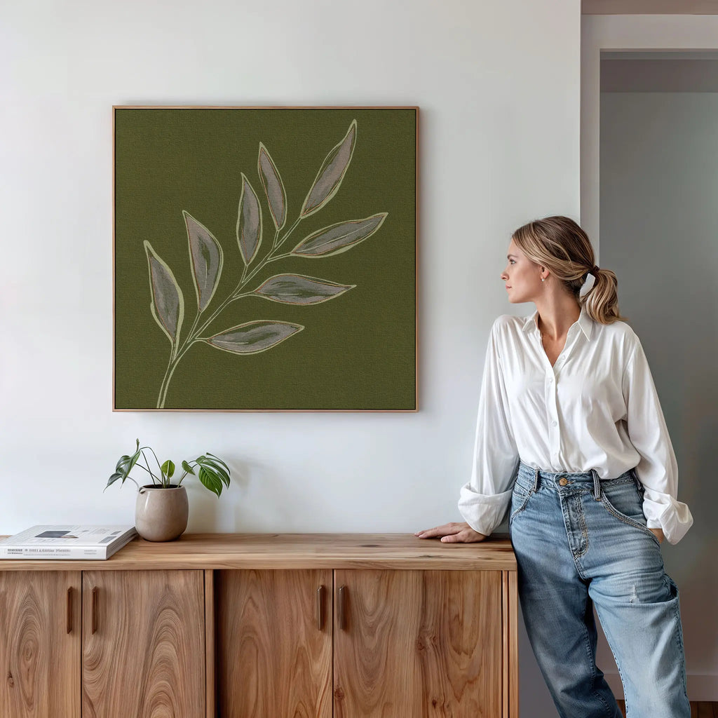 Whispers of the Olive Grove Canvas Print – green botanical canvas wall art print by Aspire Prints