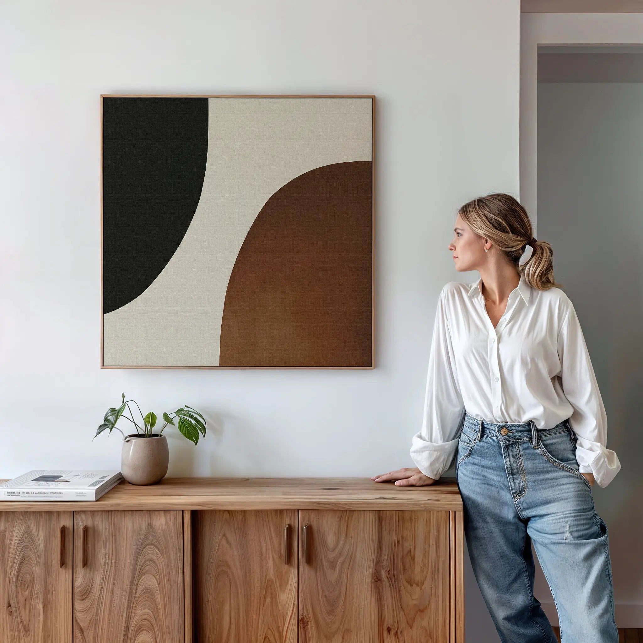 Terracotta Hush – earthy brown abstract canvas wall art print by Aspire Prints