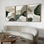 Whispers in Verdant Calm – Set of 3 Canvas Prints set of 3 – green abstract canvas wall art by Aspire Prints
