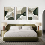 Whispers in Verdant Calm – Set of 3 Canvas Prints set of 3 – green abstract canvas wall art by Aspire Prints