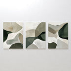 Whispers in Verdant Calm – Set of 3 Canvas Prints set of 3 – green abstract canvas wall art by Aspire Prints