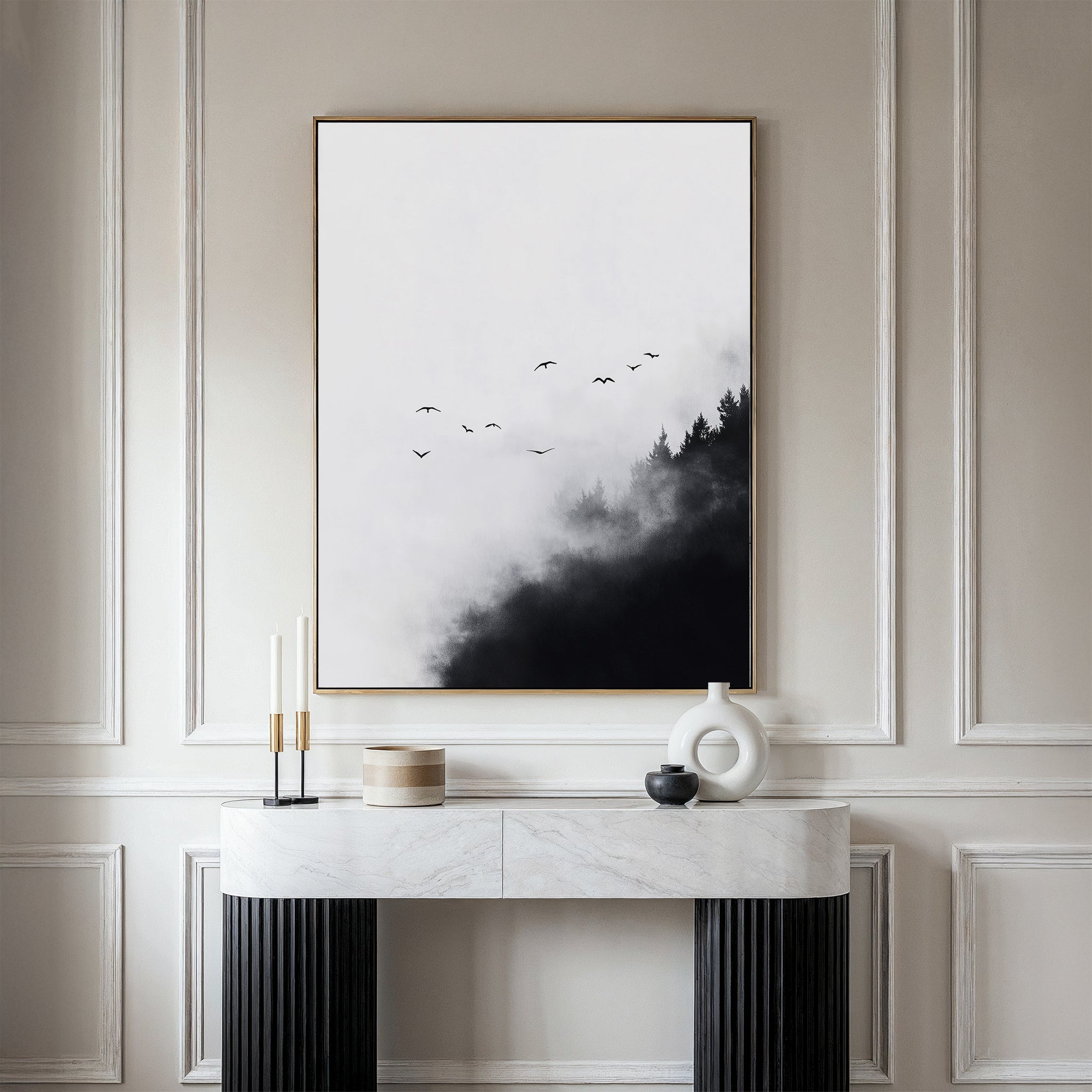 Whispers Through the Pines Canvas Print – neutral-toned wildlife canvas wall art print by Aspire Prints