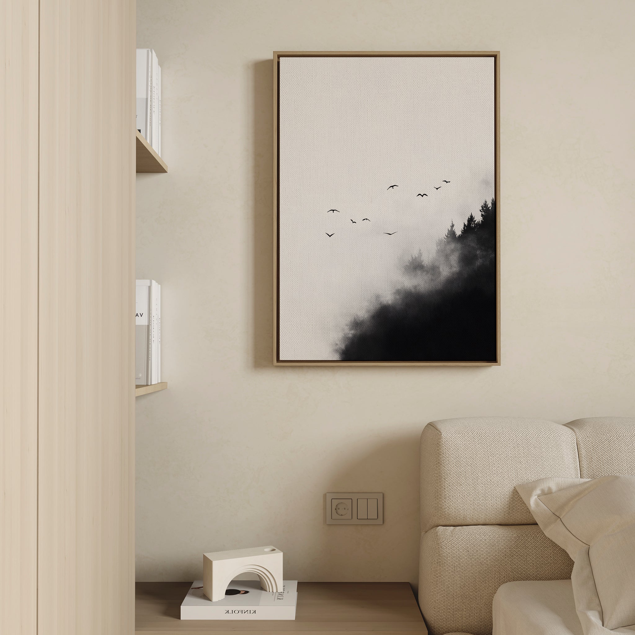 Whispers Through the Pines Canvas Print – neutral-toned wildlife canvas wall art print by Aspire Prints