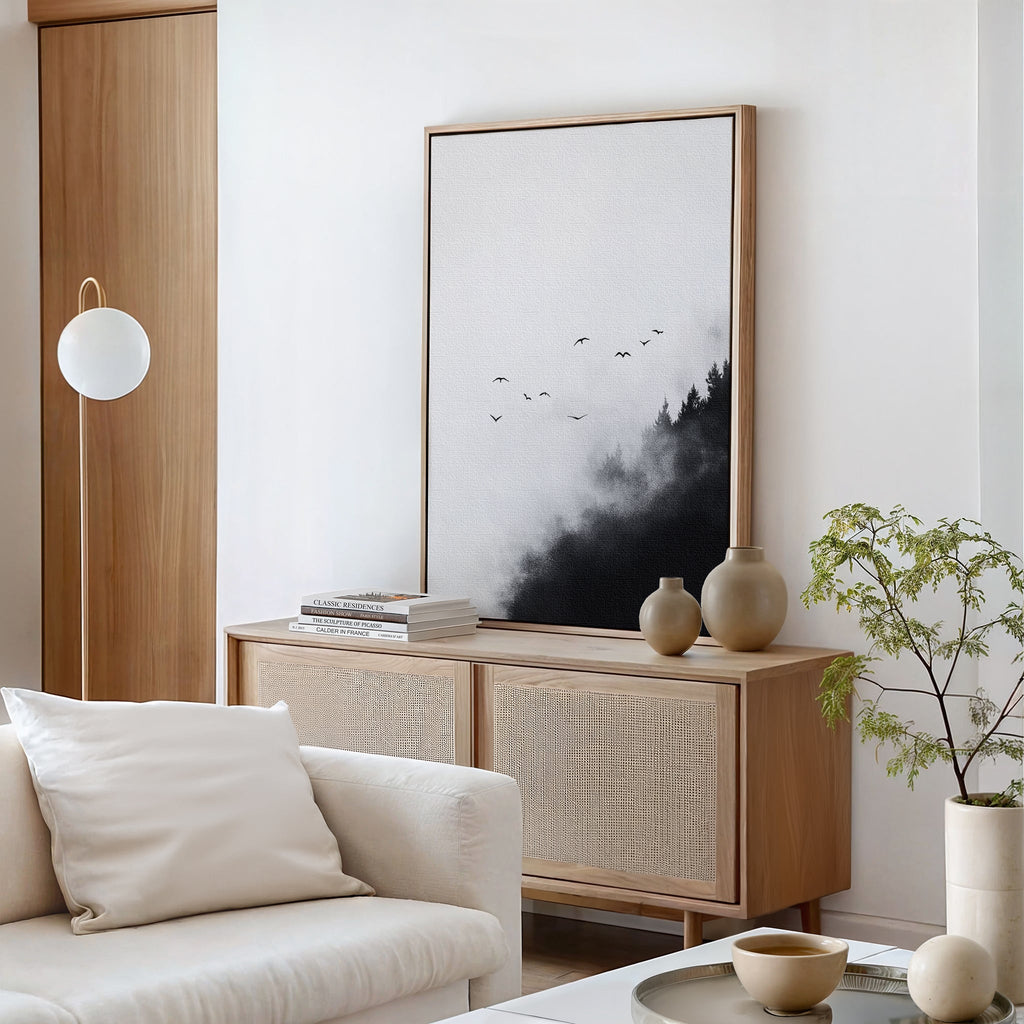 Whispers Through the Pines Canvas Print – neutral-toned wildlife canvas wall art print by Aspire Prints