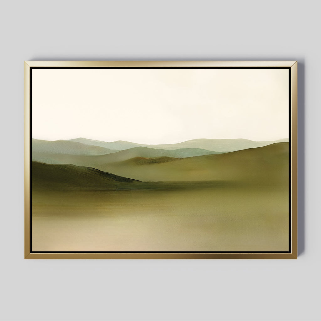 Whispering Meadows at Dawn – green landscape canvas wall art print by Aspire Prints