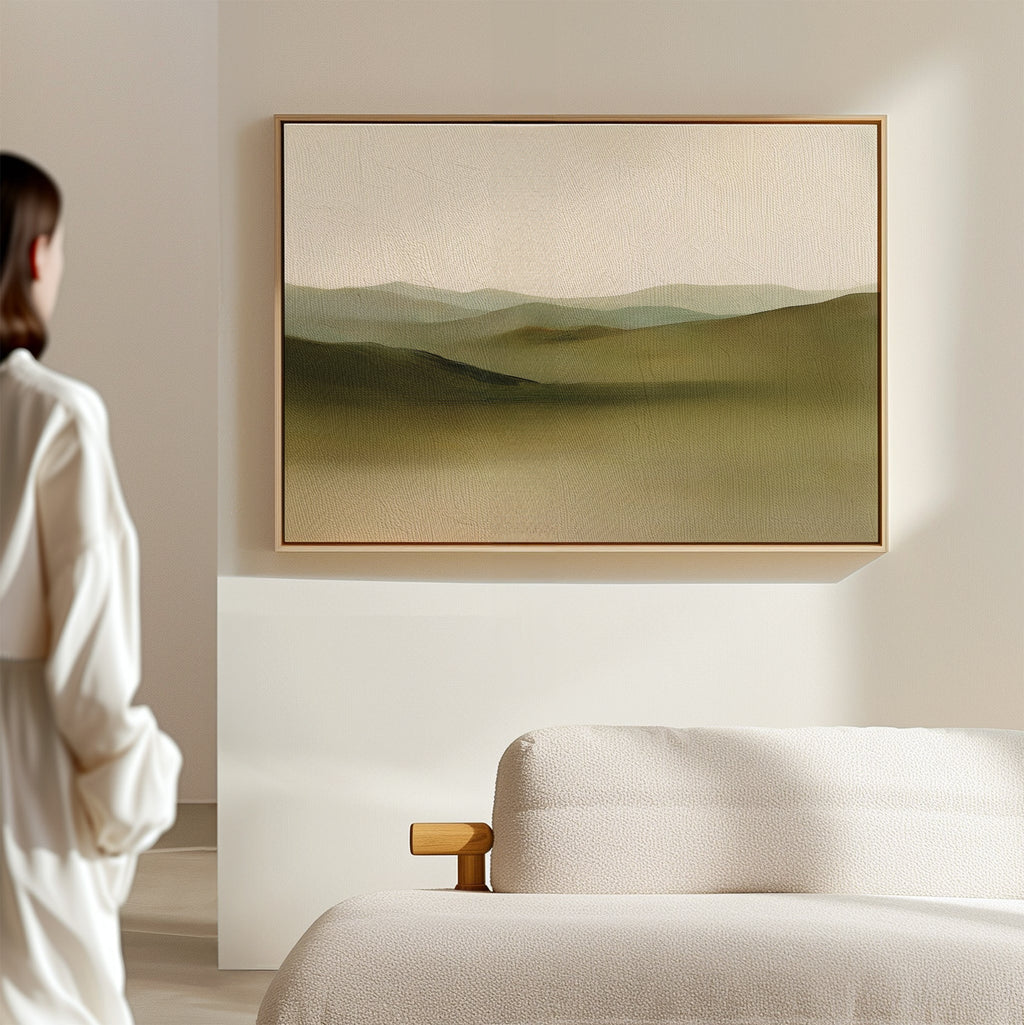 Whispering Meadows at Dawn – green landscape canvas wall art print by Aspire Prints