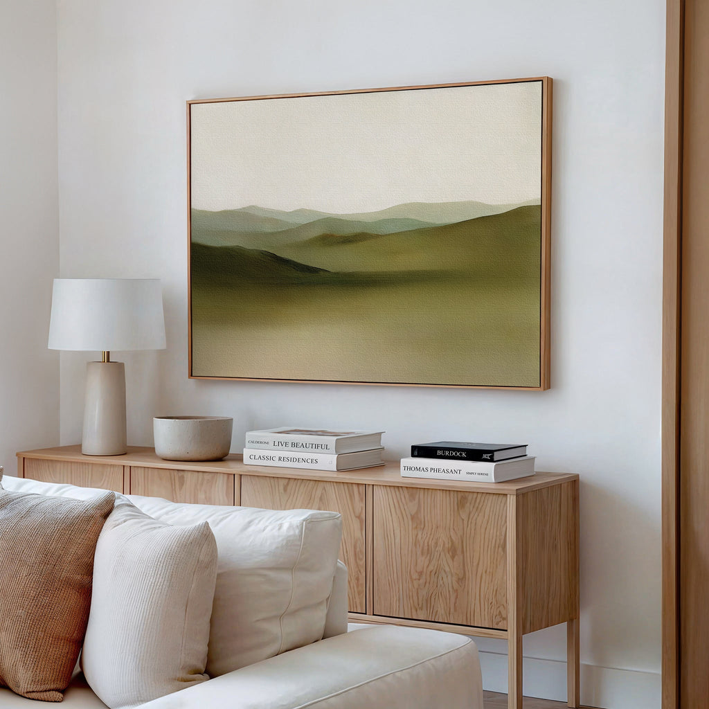 Whispering Meadows at Dawn – green landscape canvas wall art print by Aspire Prints