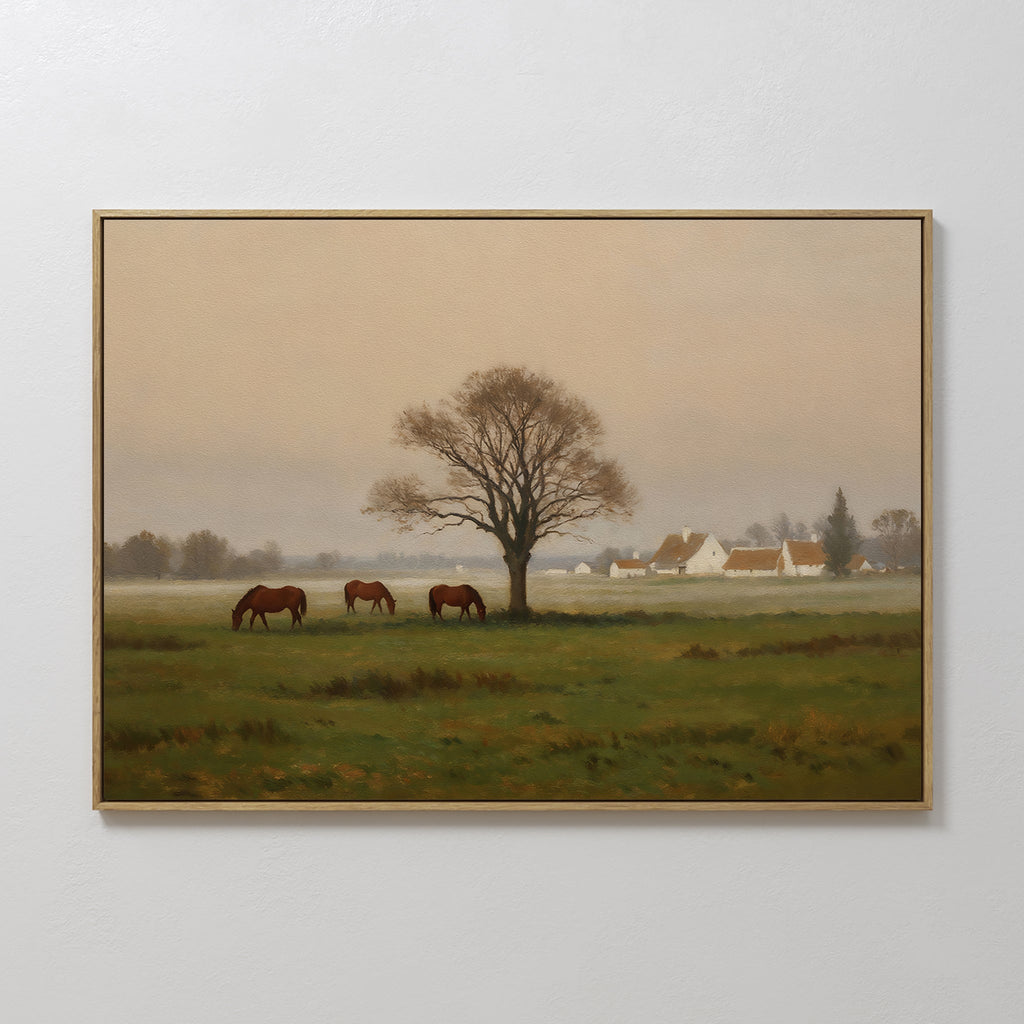 Where the Horses Wander – neutral-toned vintage canvas wall art print by Aspire Prints