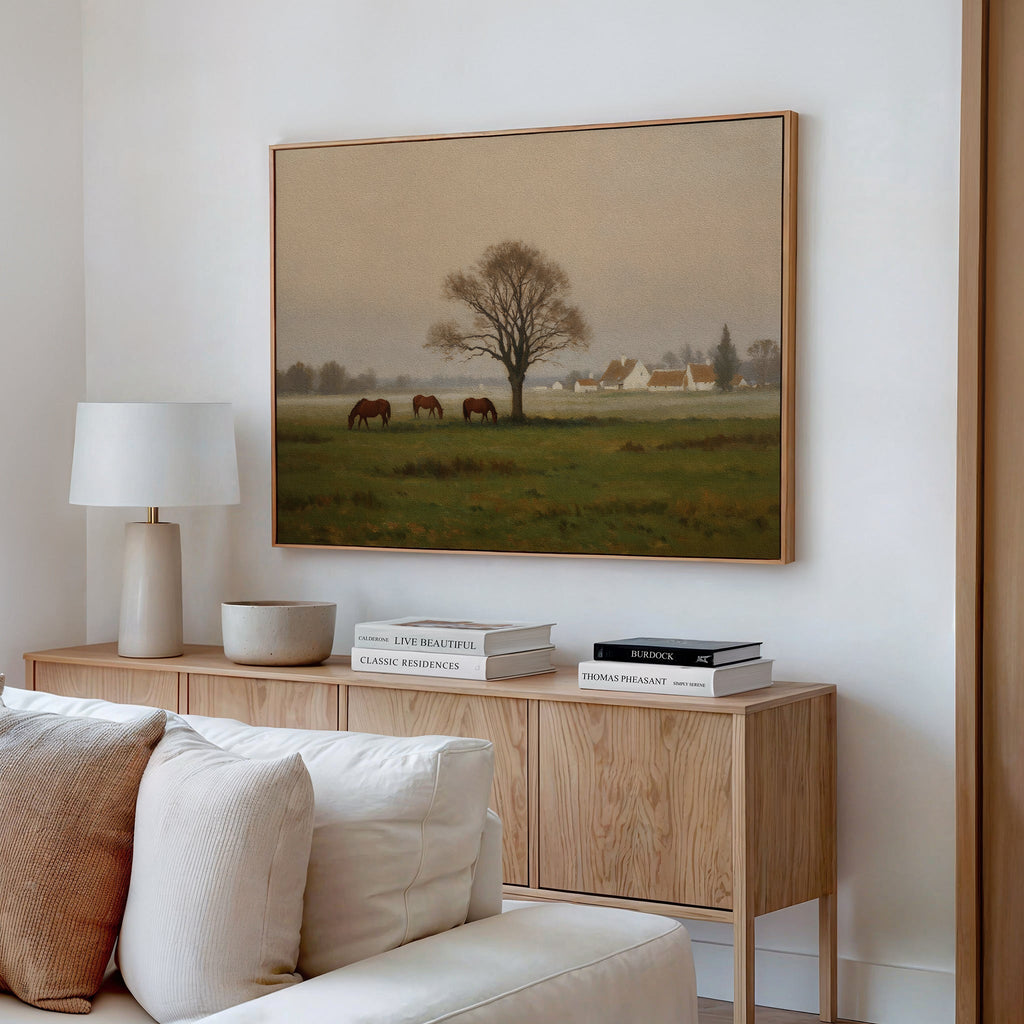 Where the Horses Wander – neutral-toned vintage canvas wall art print by Aspire Prints