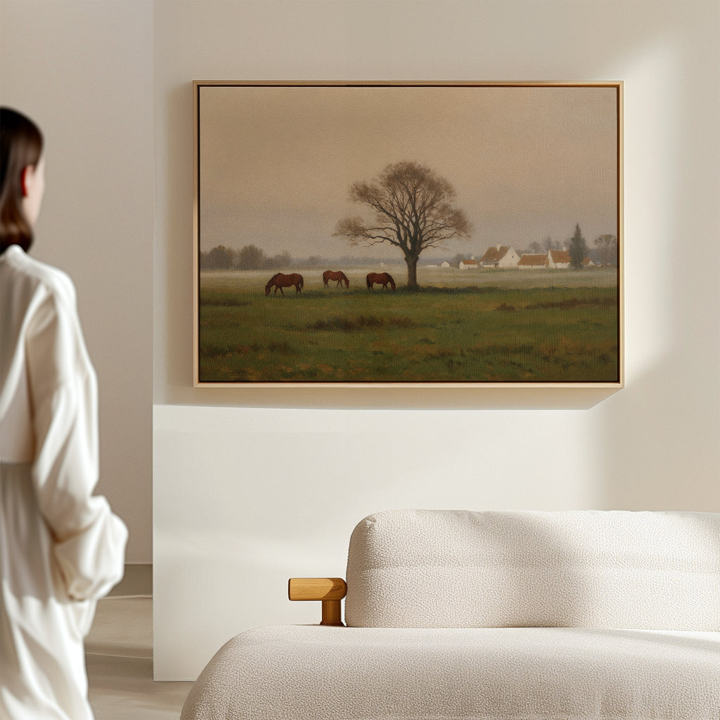 Where the Horses Wander – neutral-toned vintage canvas wall art print by Aspire Prints