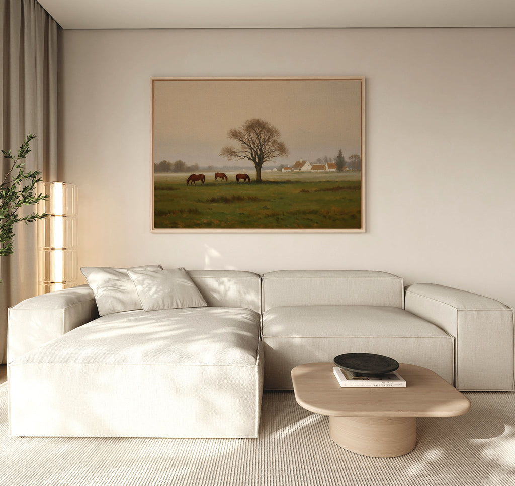 Where the Horses Wander – neutral-toned vintage canvas wall art print by Aspire Prints